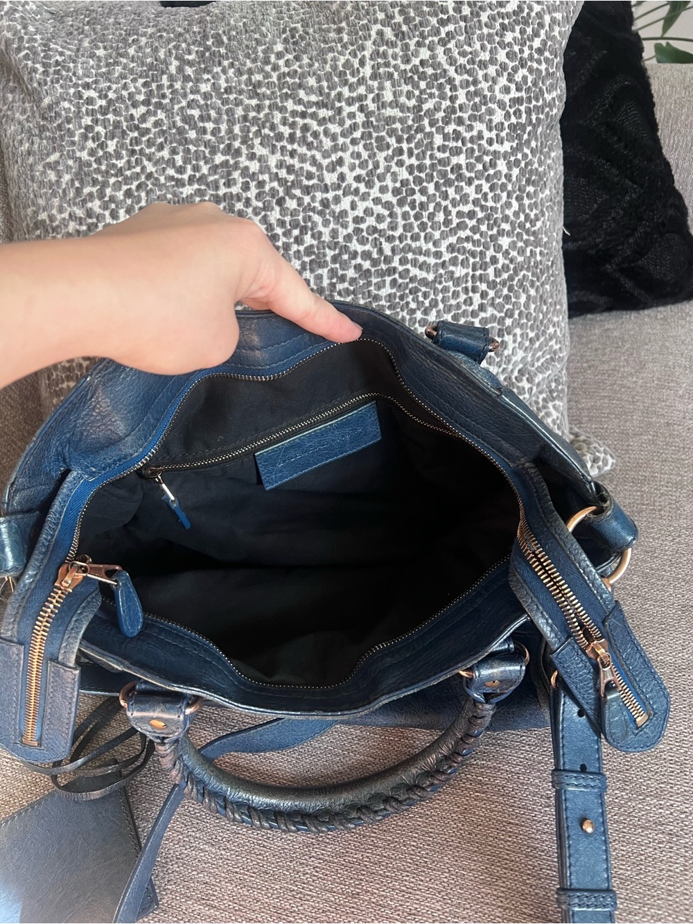Balenciaga Vintage Le City Velo Navy Blue Leather Satchel Bag - Picture 6 of 13